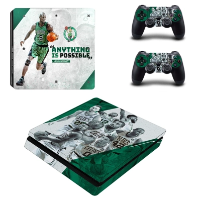 Boston Celtics decal skin for PS4 Slim Console and two con.. Boston Celtics decal skin for PS4 Slim Console and two con..