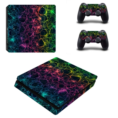 Tech wallpaper decal skin for PS4 Slim Console and two controllers