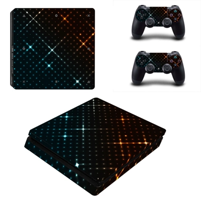 Tech wallpaper decal skin for PS4 Slim Console and two controllers