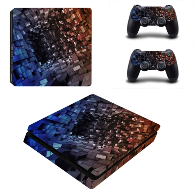 Tech wallpaper decal skin for PS4 Slim Console and two controllers