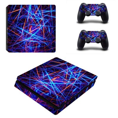 Tech wallpaper decal skin for PS4 Slim Console and two controllers