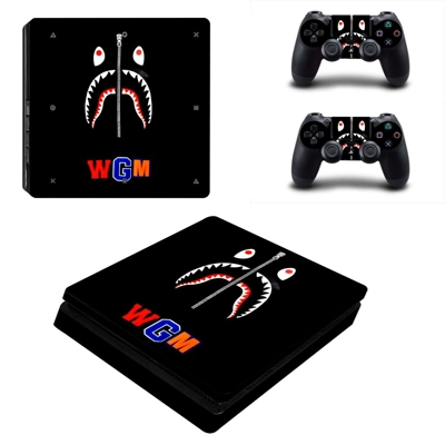 Bape Shark decal skin for PS4 Slim Console and two controllers