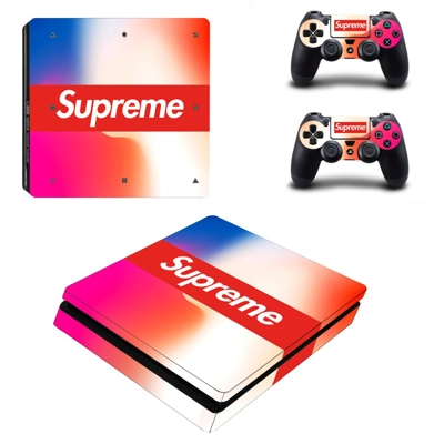 Supreme decal skin for PS4 Slim Console and two controllers Supreme decal skin for PS4 Slim Console and two controllers