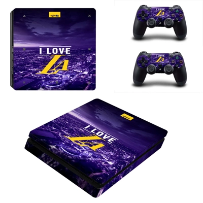 Los Angeles Lakers decal skin for PS4 Slim Console and two controllers