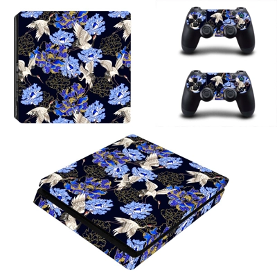 Floral Leaf decal skin for PS4 Slim Console and two controllers