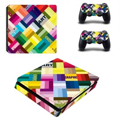 Tech wallpaper decal skin for PS4 Slim Console and two con.. Tech wallpaper decal skin for PS4 Slim Console and two con..