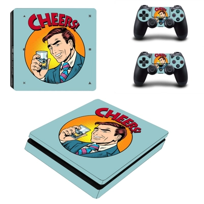 Drinks pop art decal skin for PS4 Slim Console and two controllers