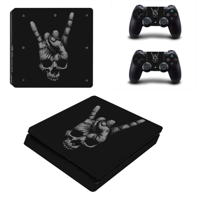 Rock hand skull decal skin for PS4 Slim Console and two co.. Rock hand skull decal skin for PS4 Slim Console and two co..