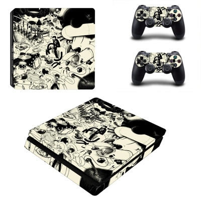Funky wallpaper decal skin for PS4 Slim Console and two co.. Funky wallpaper decal skin for PS4 Slim Console and two co..