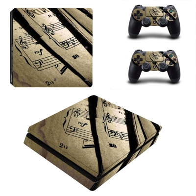 Music sheet decal skin for PS4 Slim Console and two controllers