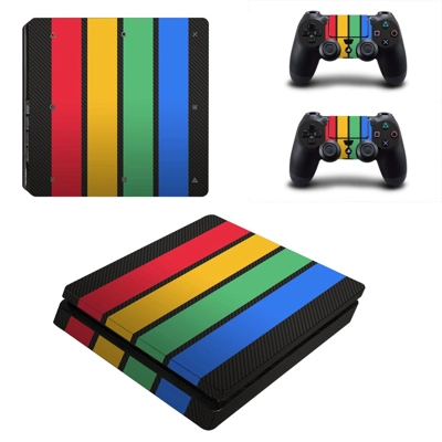 Colorful Columns decal skin for PS4 Slim Console and two controllers
