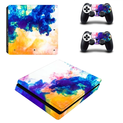 Colors flames decal skin for PS4 Slim Console and two cont.. Colors flames decal skin for PS4 Slim Console and two cont..