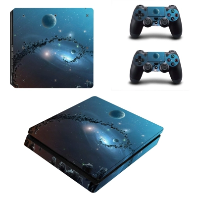 Galaxy Planet decal skin for PS4 Slim Console and two controllers