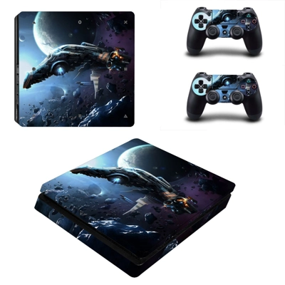 Tech wallpaper decal skin for PS4 Slim Console and two controllers