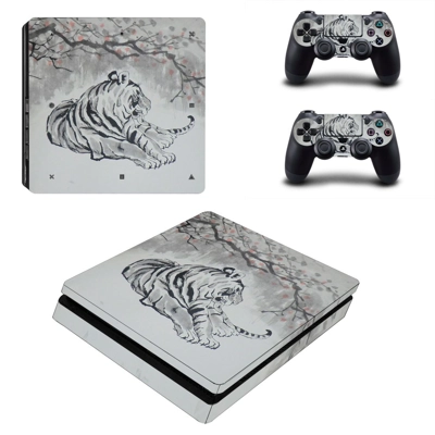 Tiger Clipart decal skin for PS4 Slim Console and two cont.. Tiger Clipart decal skin for PS4 Slim Console and two cont..