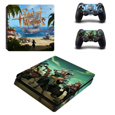 Sea of Thieves decal skin for PS4 Slim Console and two con.. Sea of Thieves decal skin for PS4 Slim Console and two con..