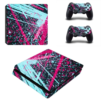 Abstraction decal skin for PS4 Slim Console and two controllers