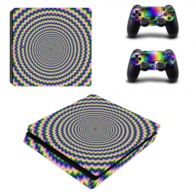 Abstraction decal skin for PS4 Slim Console and two controllers