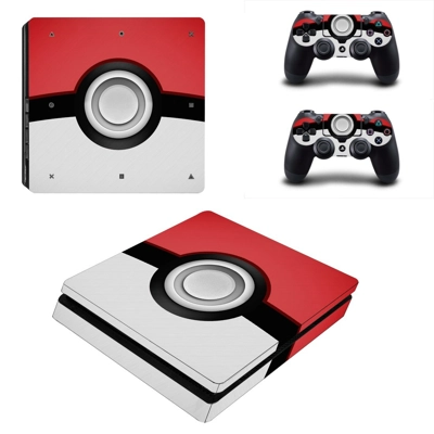 Pokemon Pokeball decal skin for PS4 Slim Console and two controllers