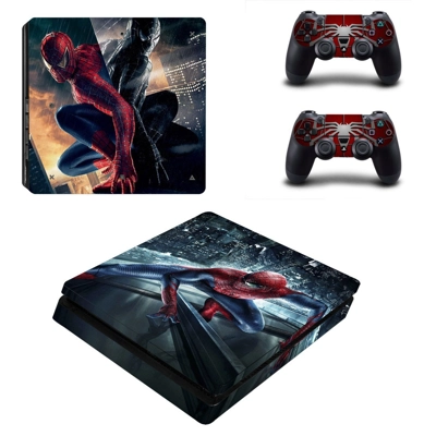Spider Man decal skin for PS4 Slim Console and two controllers