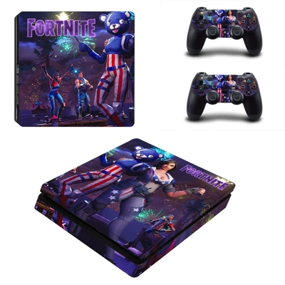 Fortnite decal skin for PS4 Slim Console and two controllers