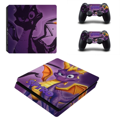 Spyro decal skin for PS4 Slim Console and two controllers Spyro decal skin for PS4 Slim Console and two controllers