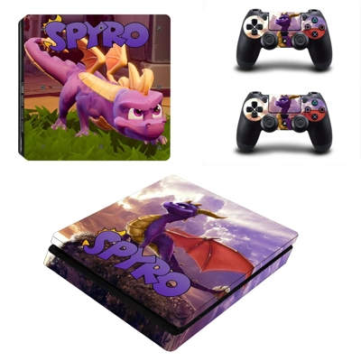Spyro decal skin for PS4 Slim Console and two controllers