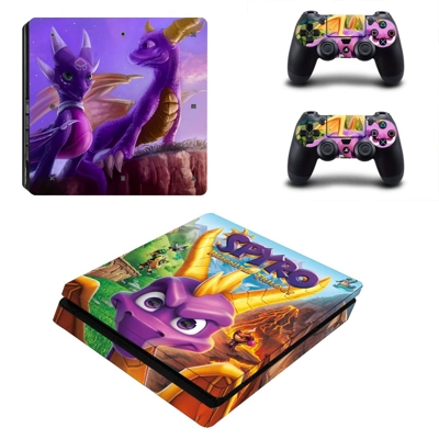 Spyro decal skin for PS4 Slim Console and two controllers