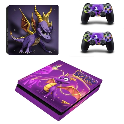 Spyro decal skin for PS4 Slim Console and two controllers