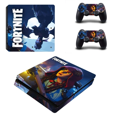 Fortnite decal skin for PS4 Slim Console and two controllers