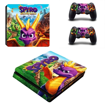 Spyro decal skin for PS4 Slim Console and two controllers
