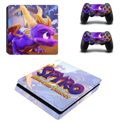 Spyro decal skin for PS4 Slim Console and two controllers