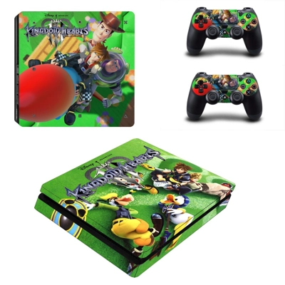 Kingdom Hearts decal skin for PS4 Slim Console and two con.. Kingdom Hearts decal skin for PS4 Slim Console and two con..