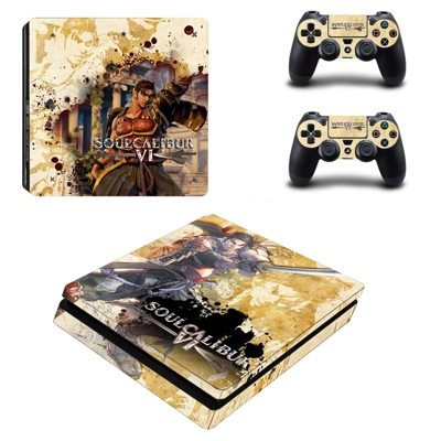 Soulcalibur 6 decal skin for PS4 Slim Console and two controllers