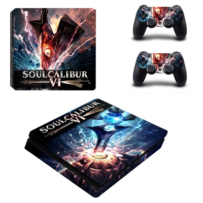 Soulcalibur 6 decal skin for PS4 Slim Console and two controllers