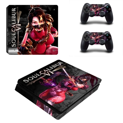 Soulcalibur 6 decal skin for PS4 Slim Console and two cont.. Soulcalibur 6 decal skin for PS4 Slim Console and two cont..