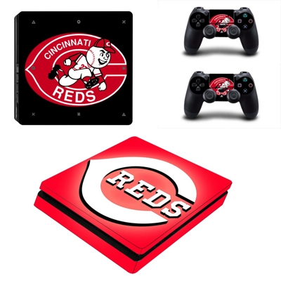 Cincinnati Reds decal skin for PS4 Slim Console and two co.. Cincinnati Reds decal skin for PS4 Slim Console and two co..