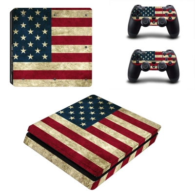 USA Flag decal skin for PS4 Slim Console and two controllers USA Flag decal skin for PS4 Slim Console and two controllers