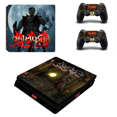 Onimusha decal skin for PS4 Slim Console and two controllers Onimusha decal skin for PS4 Slim Console and two controllers