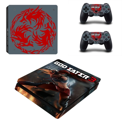 God Eater 3 decal skin for PS4 Slim Console and two controllers