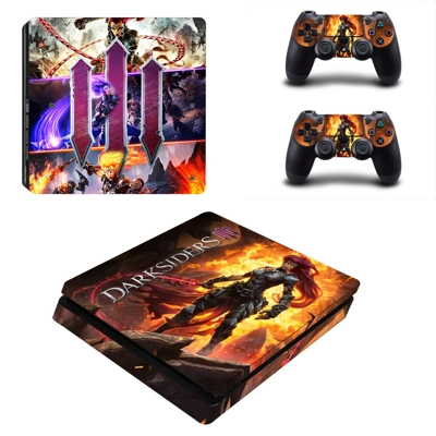 Darksiders 3 decal skin for PS4 Slim Console and two contr.. Darksiders 3 decal skin for PS4 Slim Console and two contr..