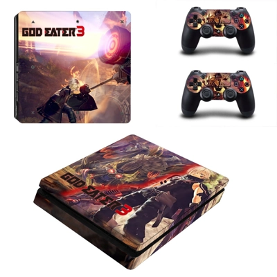God Eater 3 decal skin for PS4 Slim Console and two controllers