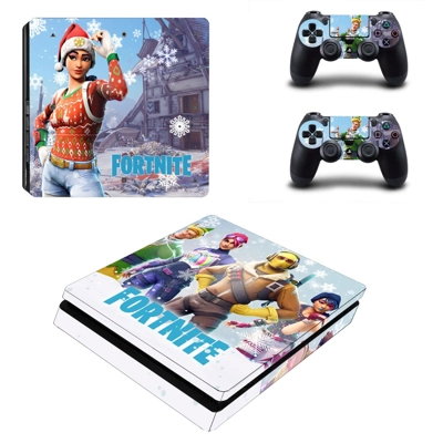 Fortnite decal skin for PS4 Slim Console and two controllers