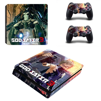 God Eater 3 decal skin for PS4 Slim Console and two controllers
