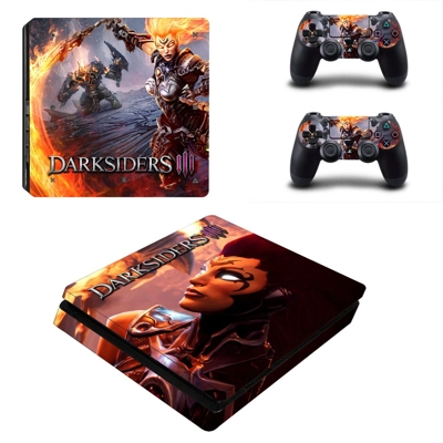 Darksiders 3 decal skin for PS4 Slim Console and two contr.. Darksiders 3 decal skin for PS4 Slim Console and two contr..
