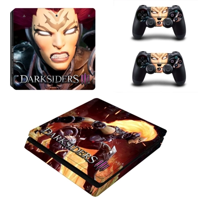 Darksiders 3 decal skin for PS4 Slim Console and two contr.. Darksiders 3 decal skin for PS4 Slim Console and two contr..