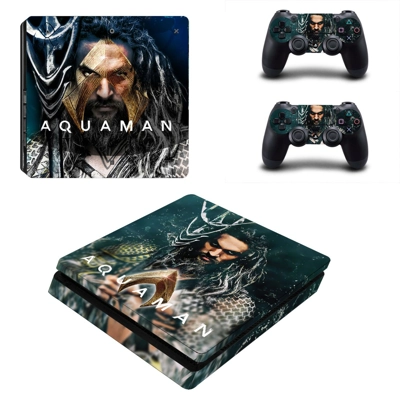 AquaMan decal skin for PS4 Slim Console and two controllers AquaMan decal skin for PS4 Slim Console and two controllers