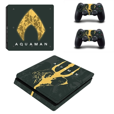 AquaMan decal skin for PS4 Slim Console and two controllers AquaMan decal skin for PS4 Slim Console and two controllers