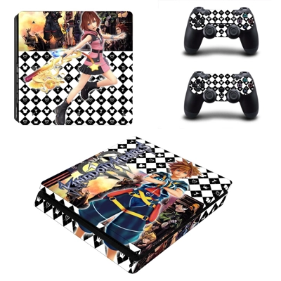 Kingdom Hearts 3 decal skin for PS4 Slim Console and two c.. Kingdom Hearts 3 decal skin for PS4 Slim Console and two c..