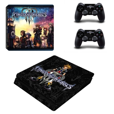 Kingdom Hearts 3 decal skin for PS4 Slim Console and two c.. Kingdom Hearts 3 decal skin for PS4 Slim Console and two c..